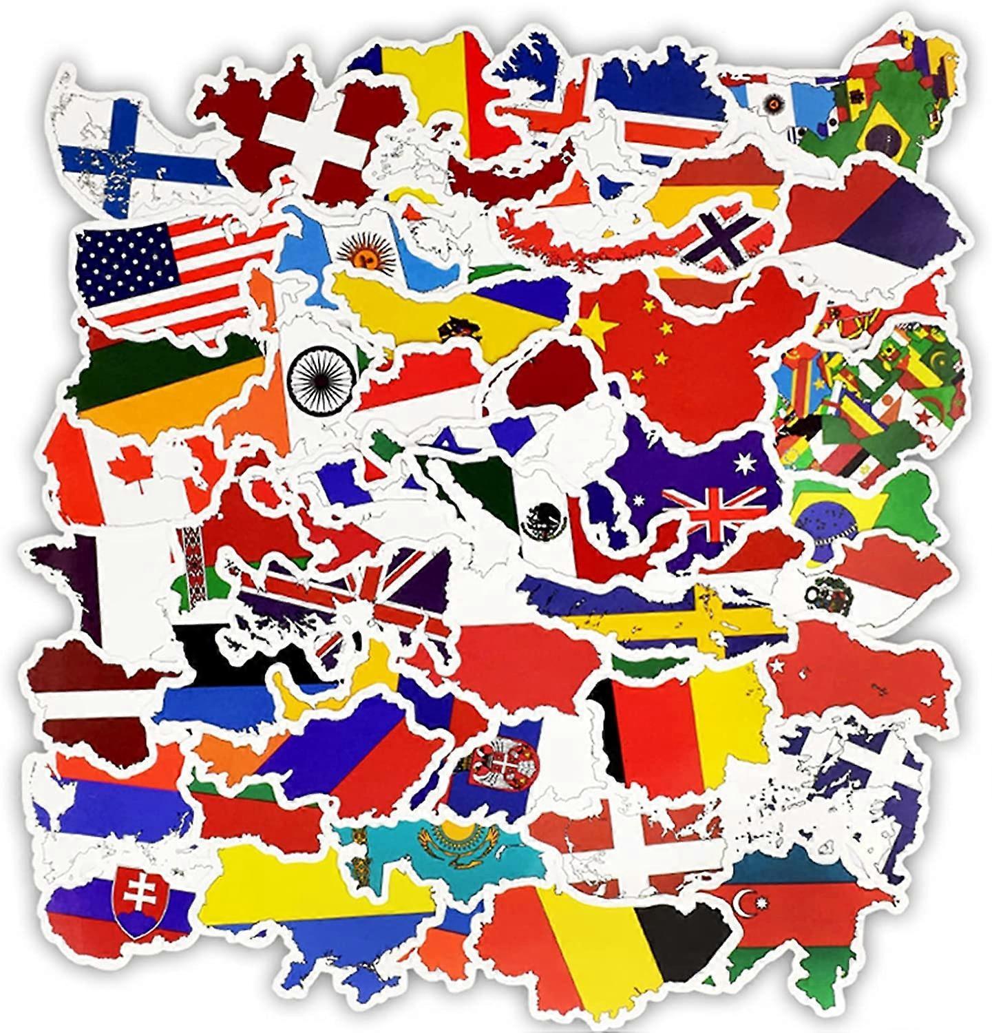 Ubiuo Country Flag Stickers (50 Pcs), World Map Vinyl Decal, Waterproof Nation Sticker Pack Perfect for MacBook, Water Bottle, Laptop, Phone, Hydro...