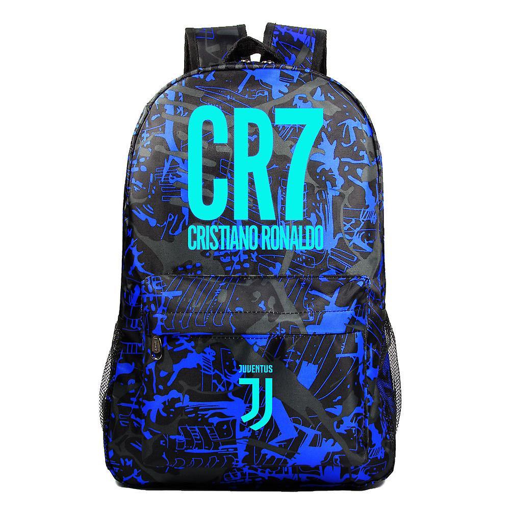 Htclv Blue Luminous Surrounding Football Ronaldo Teenagers Schoolbag: Stylish Unisex Casual Backpack 3