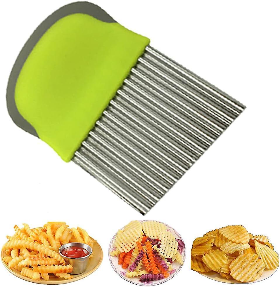 Hycy 1 Piece French Fries Cutter Corrugated Stainless Steel Vegetable Cutter Potato Chopper For French Fries Corrugated Knife For Vegetables Fruit ...