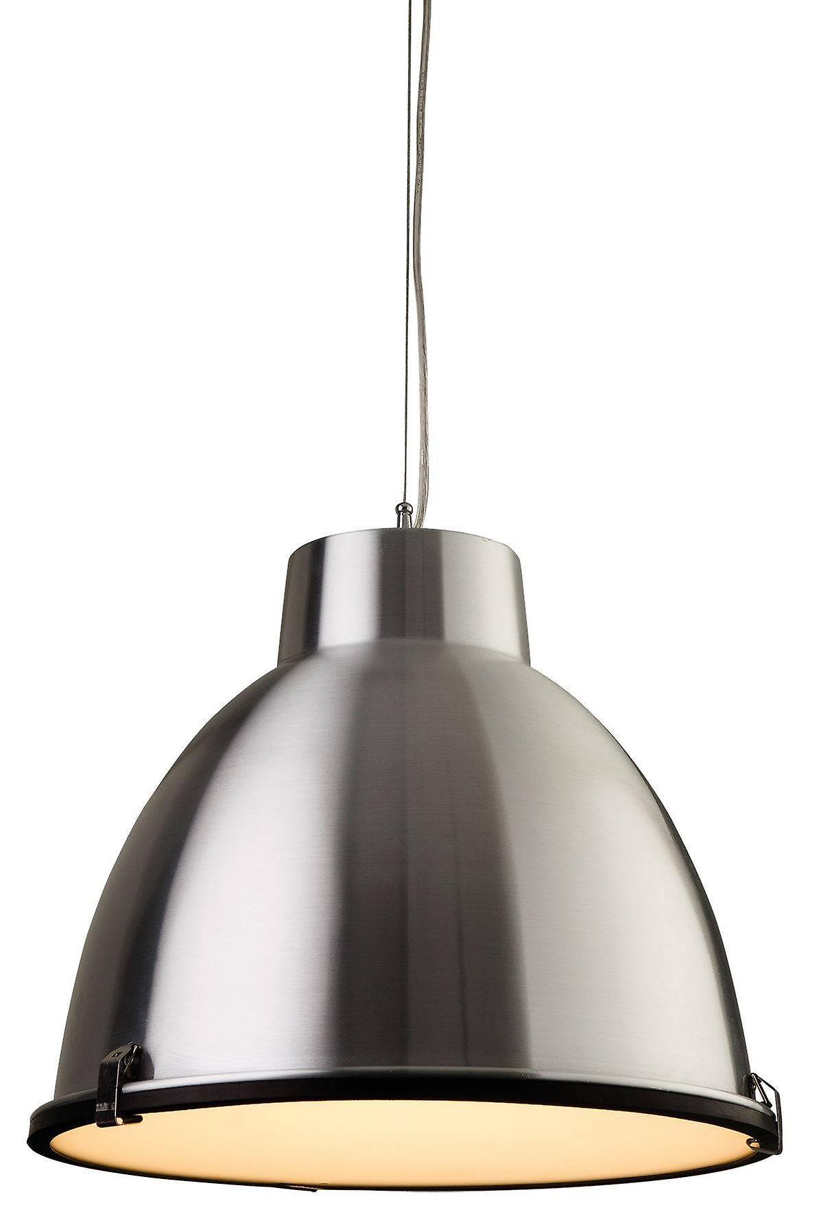 Firstlight Lighting Manhattan 1 Light Dome Ceiling Pendant Aluminium, Frosted Glass, E27