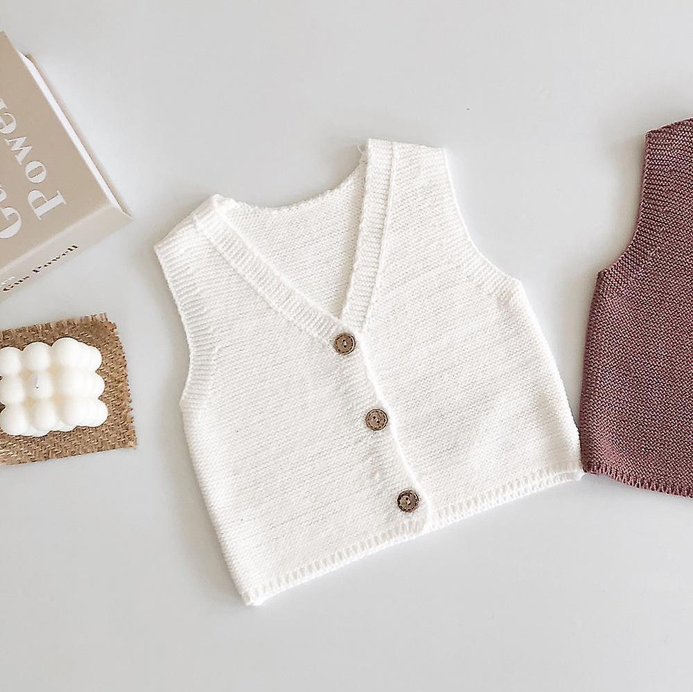 Slowmoose Baby Vest - / Cardigan Cotton Yarn Knitted Sweater Beige 12M