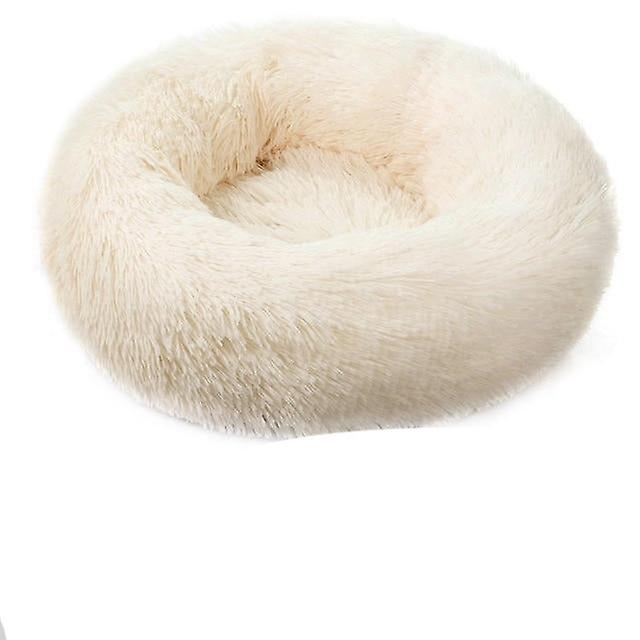 Slowmoose Round Plush Dog Bed - House Dog Mat, Winter Warm Sleeping White XXS-35cm