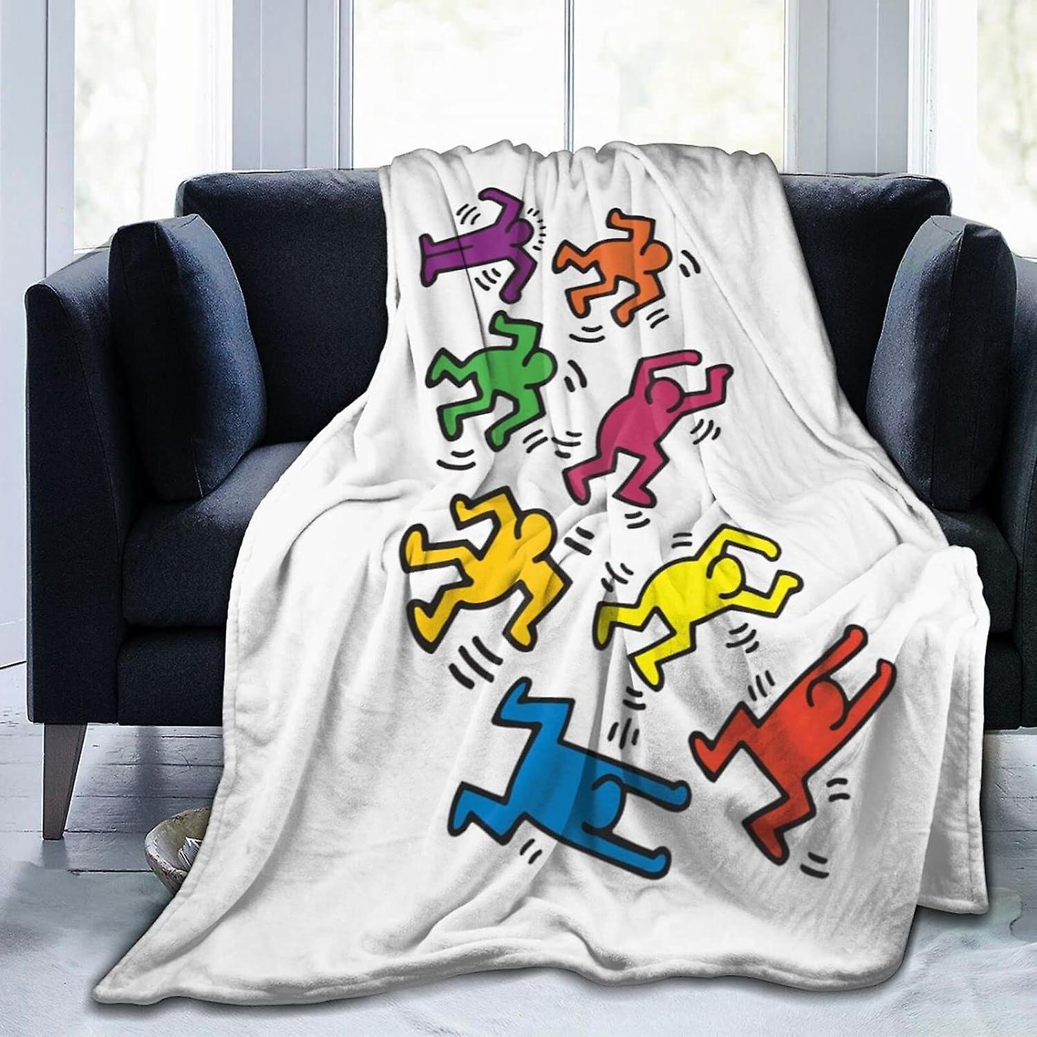 Kerota Flannel Throw Blanket Keith Haring Throw Blanket Super Soft Lightweight Blankets Washable for Bed Sofa 50x40in 125x100cm