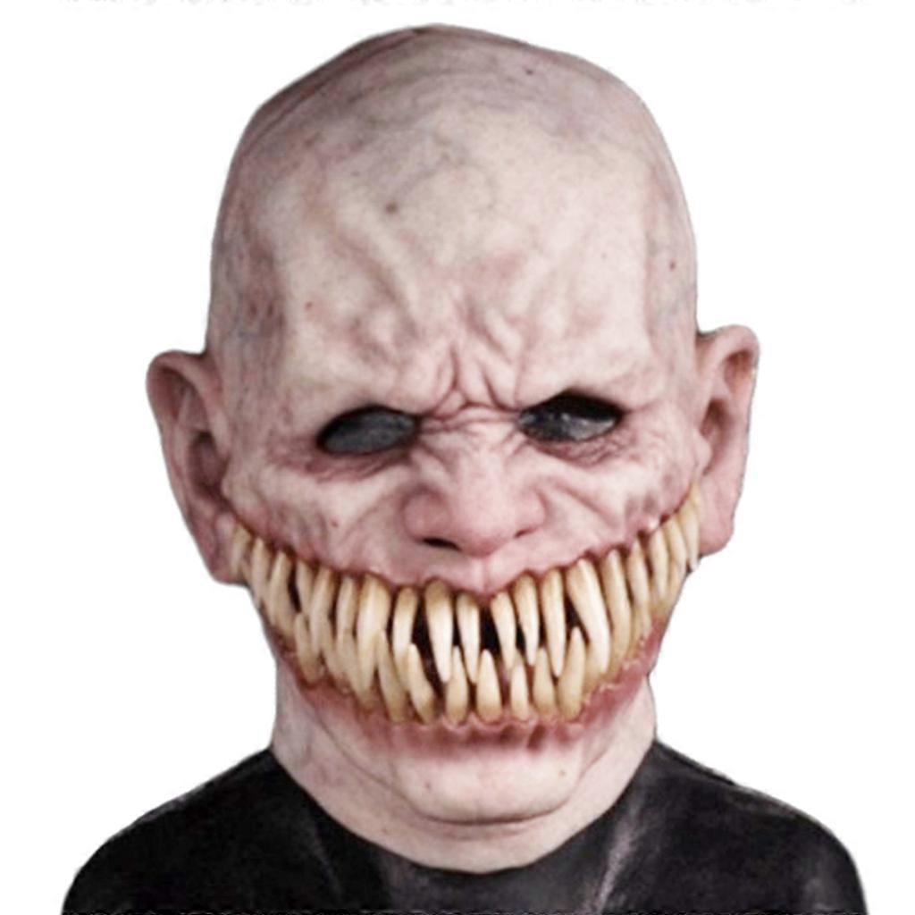 unbrand Creepy Stalker Men Mask Big Teeth Masques Scary Halloween Costume Party Props B