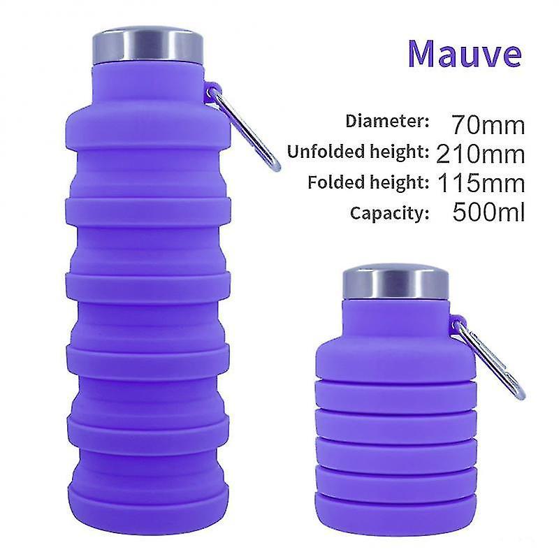 Tianzun Collapsible Water Bottles, Reusable Silicone Foldable Water Bottles Portable Travel Leak Proof Water Bottle Purple