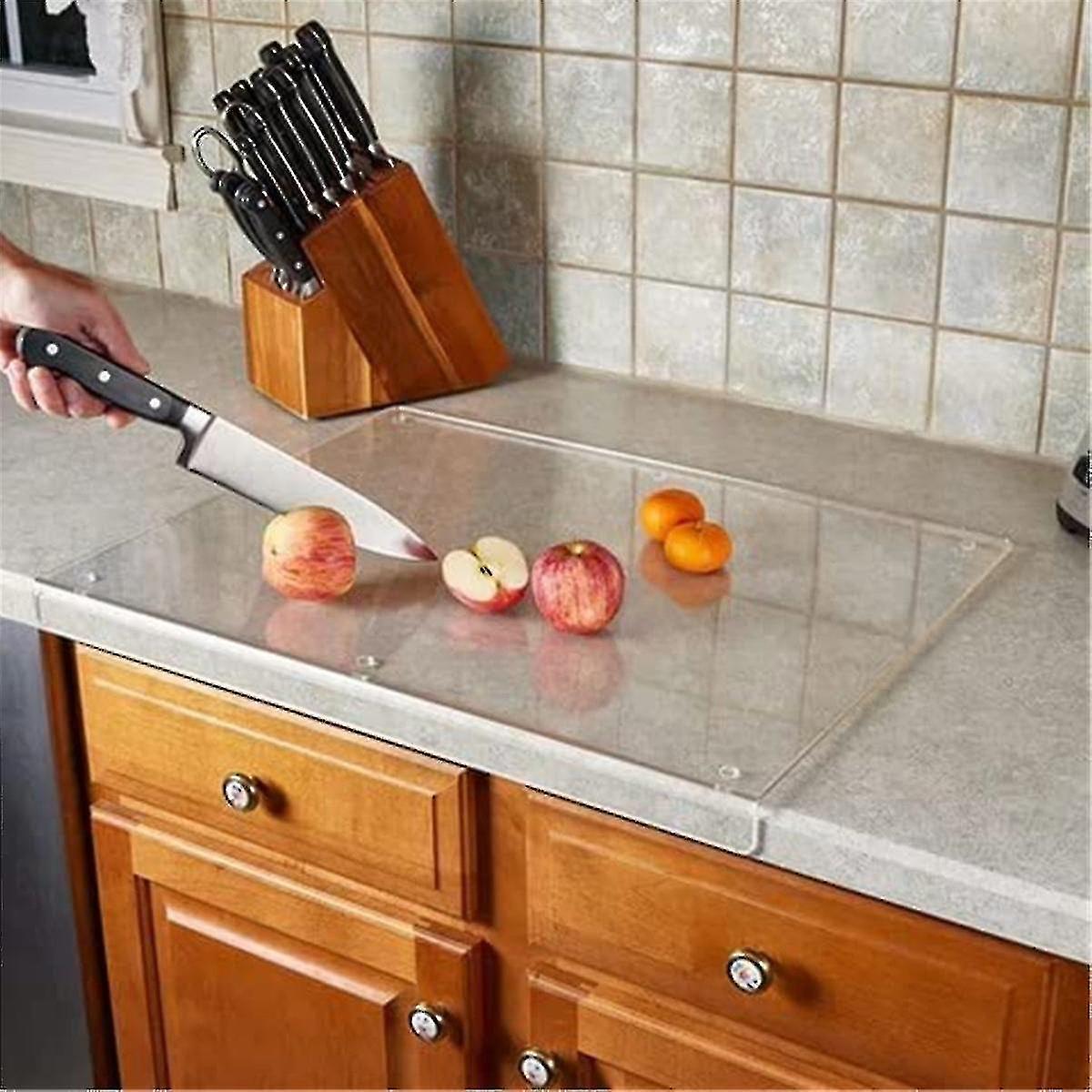 Yixin Tech Kitchen Accessories Kitchen Countertop With Acrylic Cutting Board, Countertop With Transparent Cutting Board With Edges, Countertop Prot...