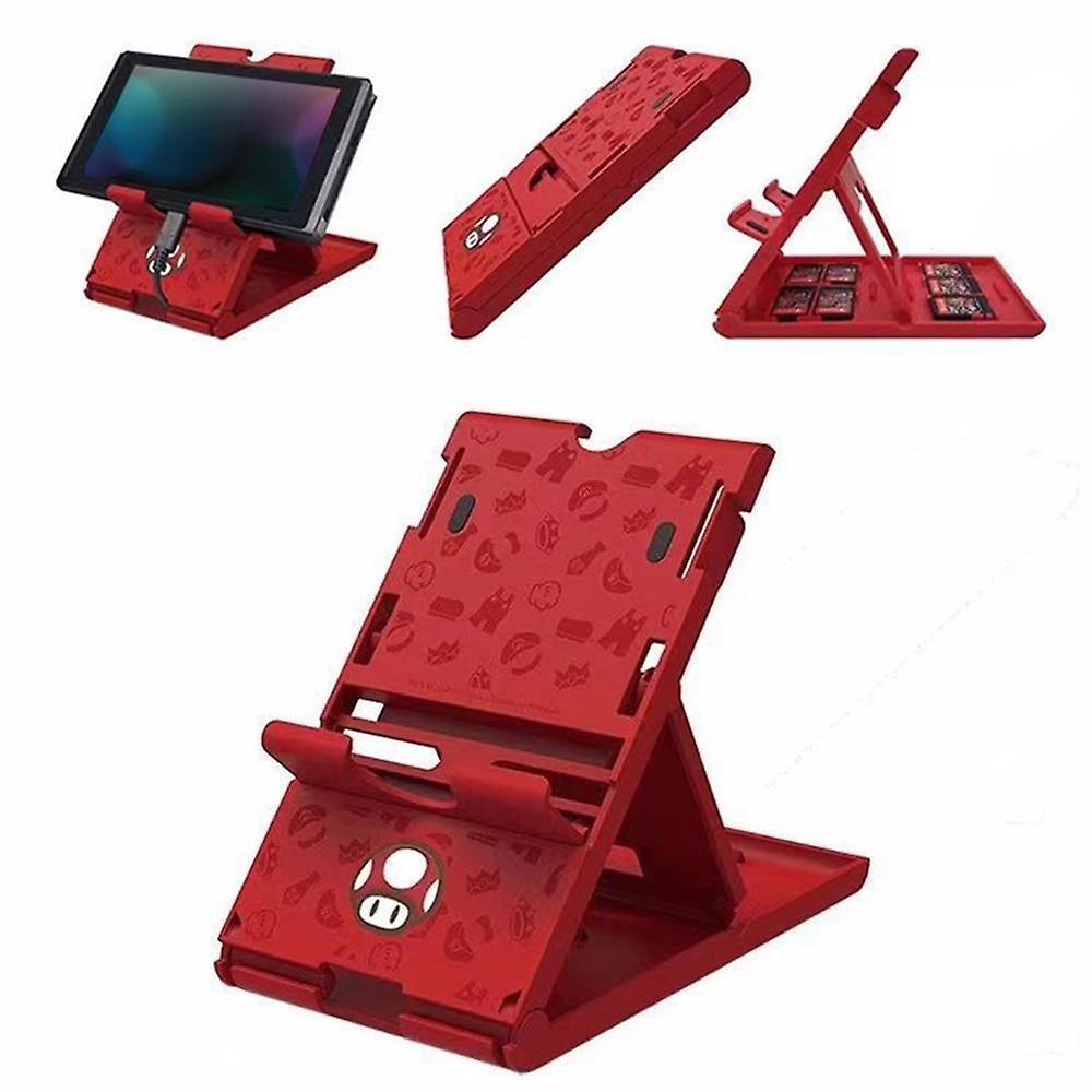 Slowmoose Adjustable, Compact And Fold Able Stand For Nintendo Switch Red Mushroom 7 slot