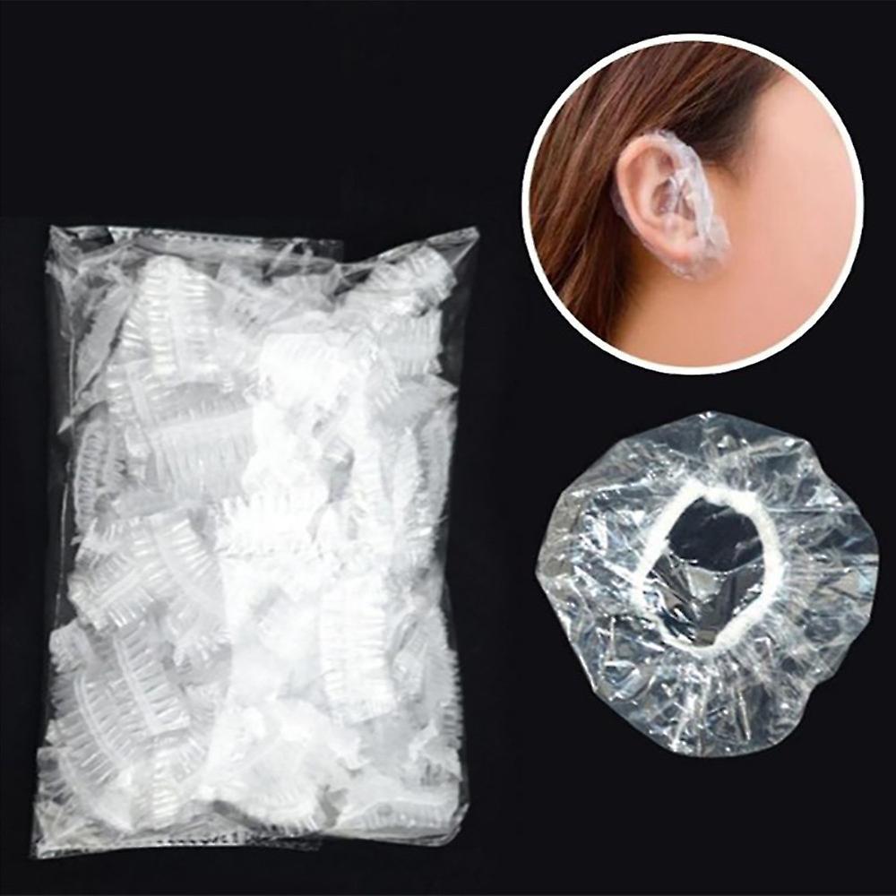 Congjing 100pcs Clear Earmuffs Shower Hair Coloring Ear Protector Cover Caps