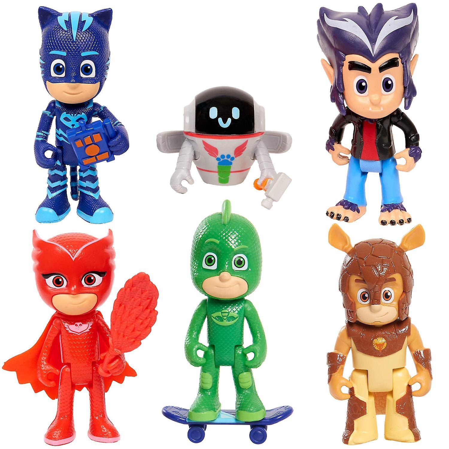 6 Pack PJ Masks Pajama Heroes Figures Movable Leads Cat Boy Owl Gecko Howler PJ Robo Armady