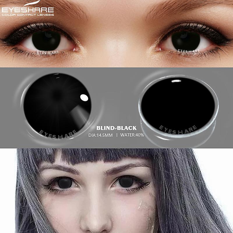 Aionyaaa Eyeshare 1 Pair Color Contact Lenses For Eyes Cosplay Lenses Anime Lense White Eye Lenses Black Lenses Yearly Anime Accessories BLIND-BLACK