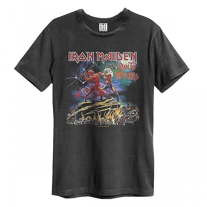 Amplified Unisex Adult Run To The Hills Iron Maiden T-Shirt Charcoal M