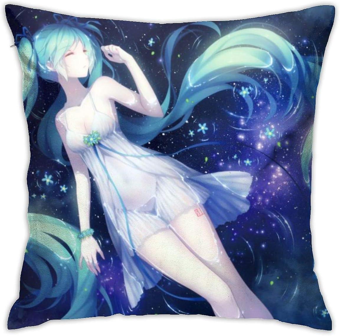 Kerota Beautiful Blue Hair Anime Girl Skirt Water Throw Pillow Covers 18 X 18 Inch, Pillow Case Modern Cushion Cover Square Pillowcase Decoration. ...