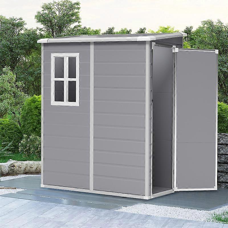 Living And Home Outdoor Plastic Storage Shed Heavy duty plastic construction with Windows Grey