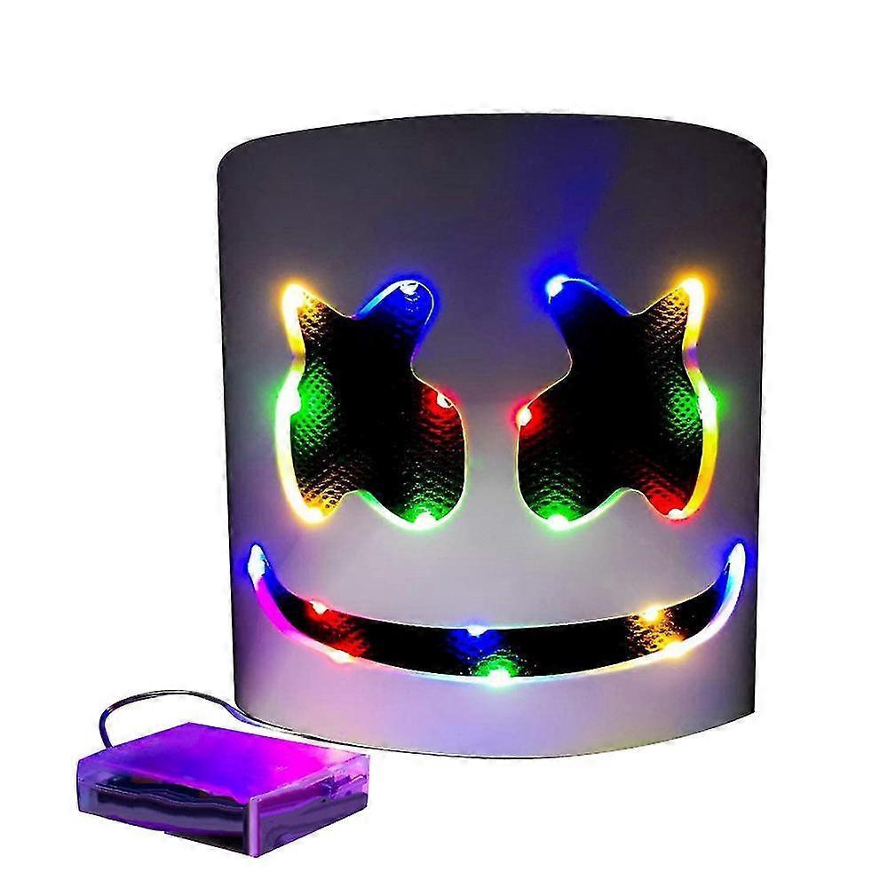 Xymcv Marshmello LED Mask DJ Cosplay Helmet Marshmello Costume Mask Light Up LED Mask Party Cosplay Colorful Mask