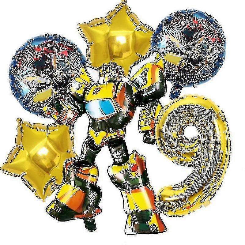 Unbrand Transformers Kids Party Supplies Optimus Prime Bumblebee Robot Birthday Decoration Number Balloon Banner Disposable Plates Cups [ege] yello...