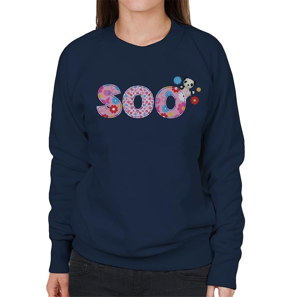 Sooty Soo Floral Pattern Text Women's Sweatshirt Navy Blue Large