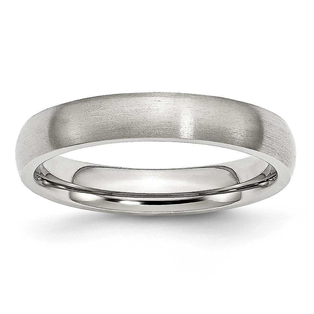 JewelryWeb Stainless Steel Half Round Engravable 4mm Brushed Band Ring Jewelry Gifts for Women - Ring Size: 6 to 13 10.5