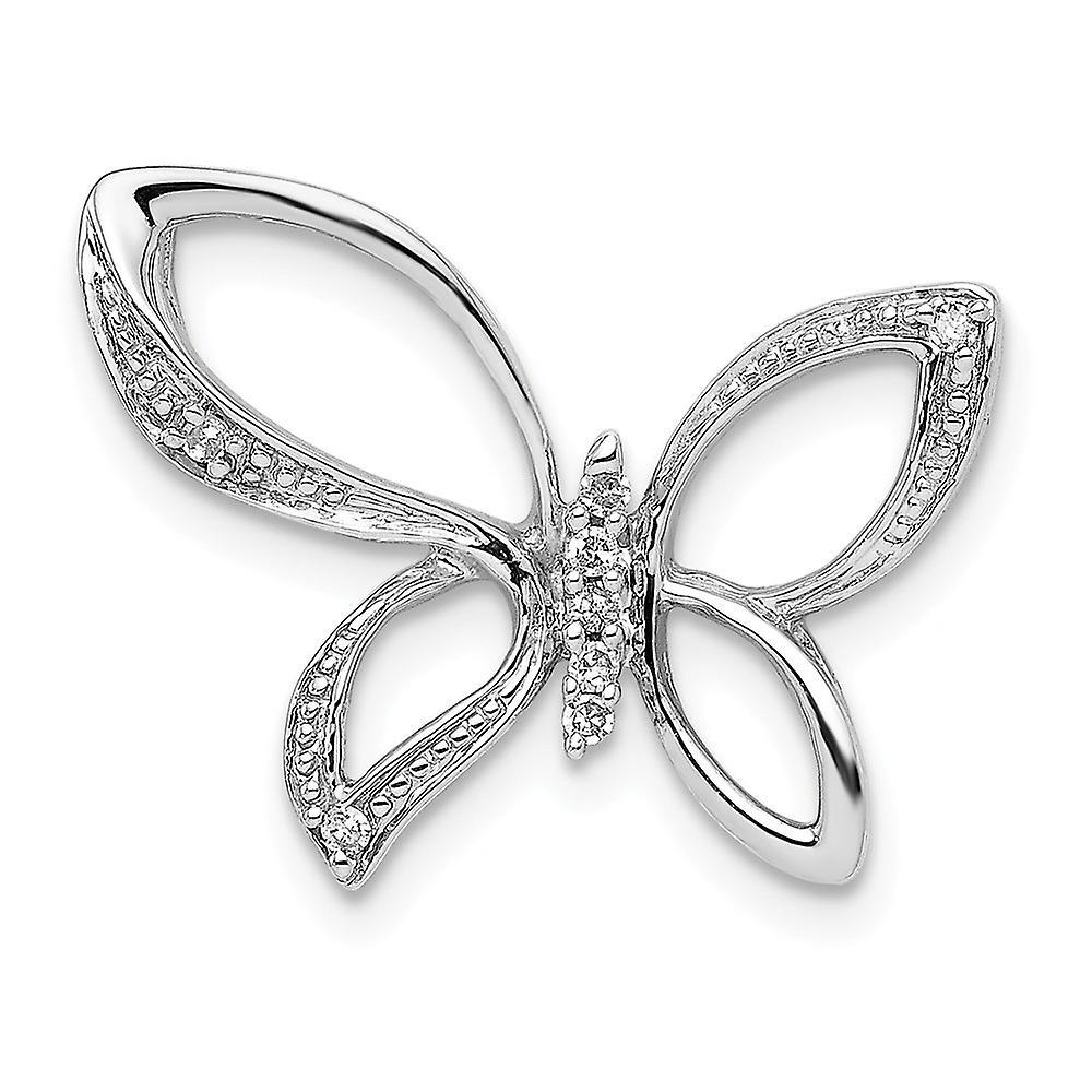 JewelryWeb 925 Sterling Silver Polished Rhodium Diamond Dragonfly Pendant Necklace Measures 22x26mm Wide Jewelry for Women