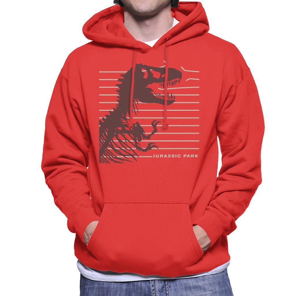 Jurassic Park T Rex Skeleton Destroying Wire Men's Hooded Sweatshirt Red XX-Large