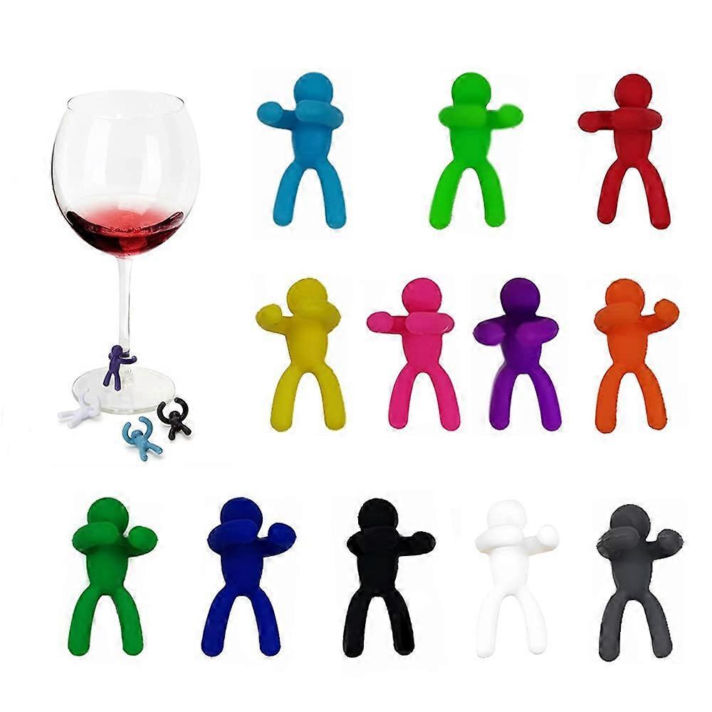 Langray Wine Glass Marker, Drink Markers, 12 Pieces Wine Glass Markers Creative Silicone Humanoid Wine Glass Markers