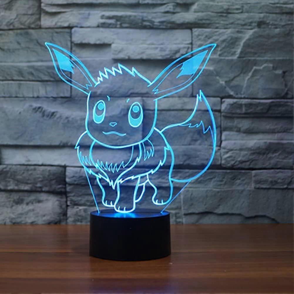 Liangnv ETHAN ALLEN Go Eevee 3D Night Light 7 Color Change LED Desk Lamp Touch Button Room Decor Anime Table Light for Kids Bedroom