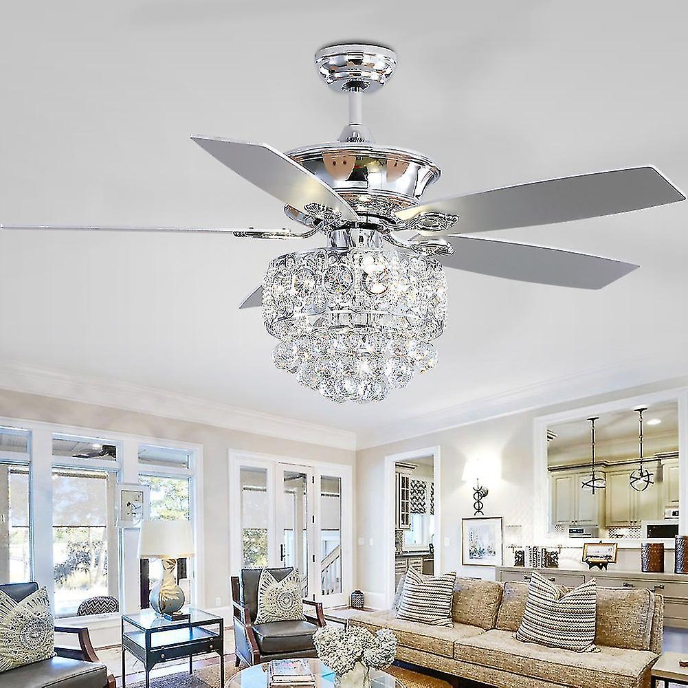 Living And Home 52 Inch Chrome LED Ceiling Fan With 5 Blades And Remote Control