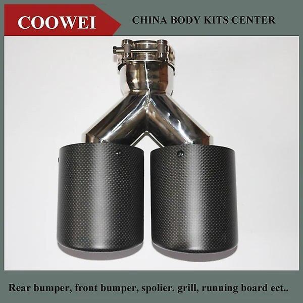 Bolongking 63mm/101mm Dual Carbon fiber + stainless steel universal Auto exhaust tip Double end pipe for bm-w benz v-w golf 63MM IN-101MM OUT