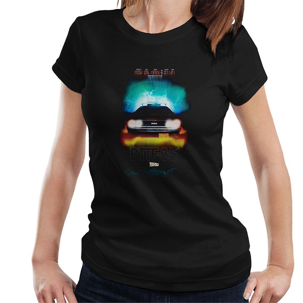 Back to the Future Delorean Headlights Design Women's T-Shirt Black X-Large