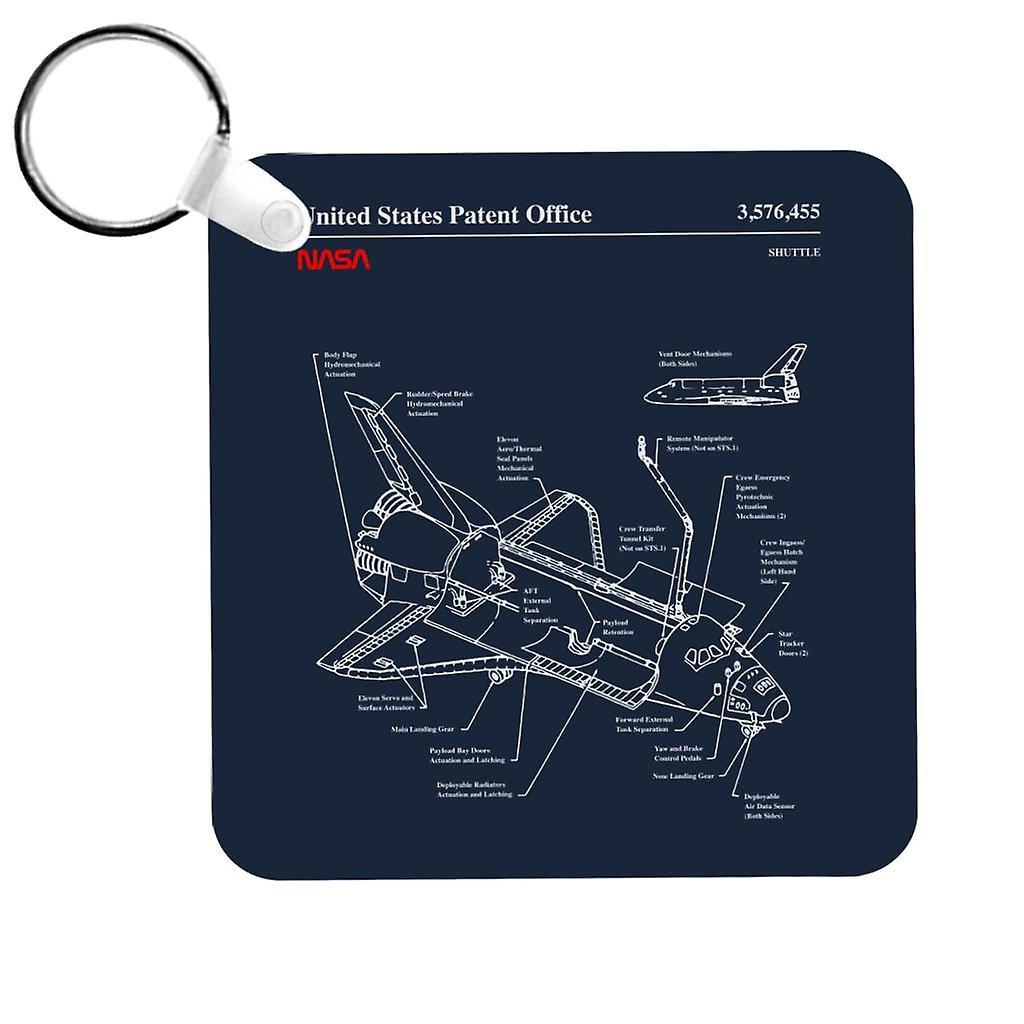 NASA Space Shuttle Blueprint Keyring Navy Blue 5cm x 5cm