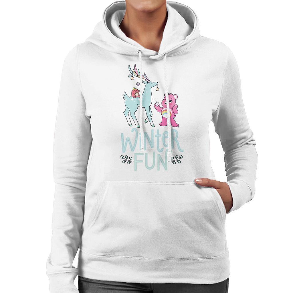 Care Bears Unlock The Magic Christmas Winter Fun Women's Hooded Sweatshirt White Small