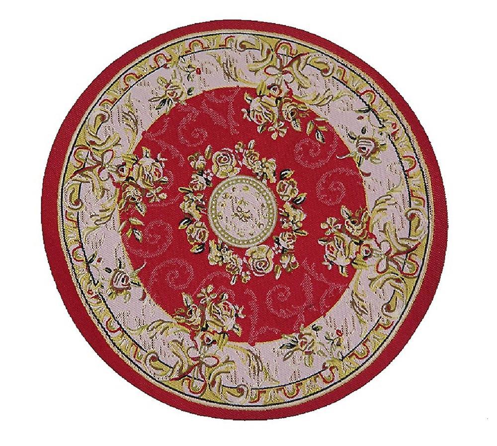 Melody Jane Dolls Houses Dolls House Red Beige Circular Rug Miniature Round Turkish Woven Carpet