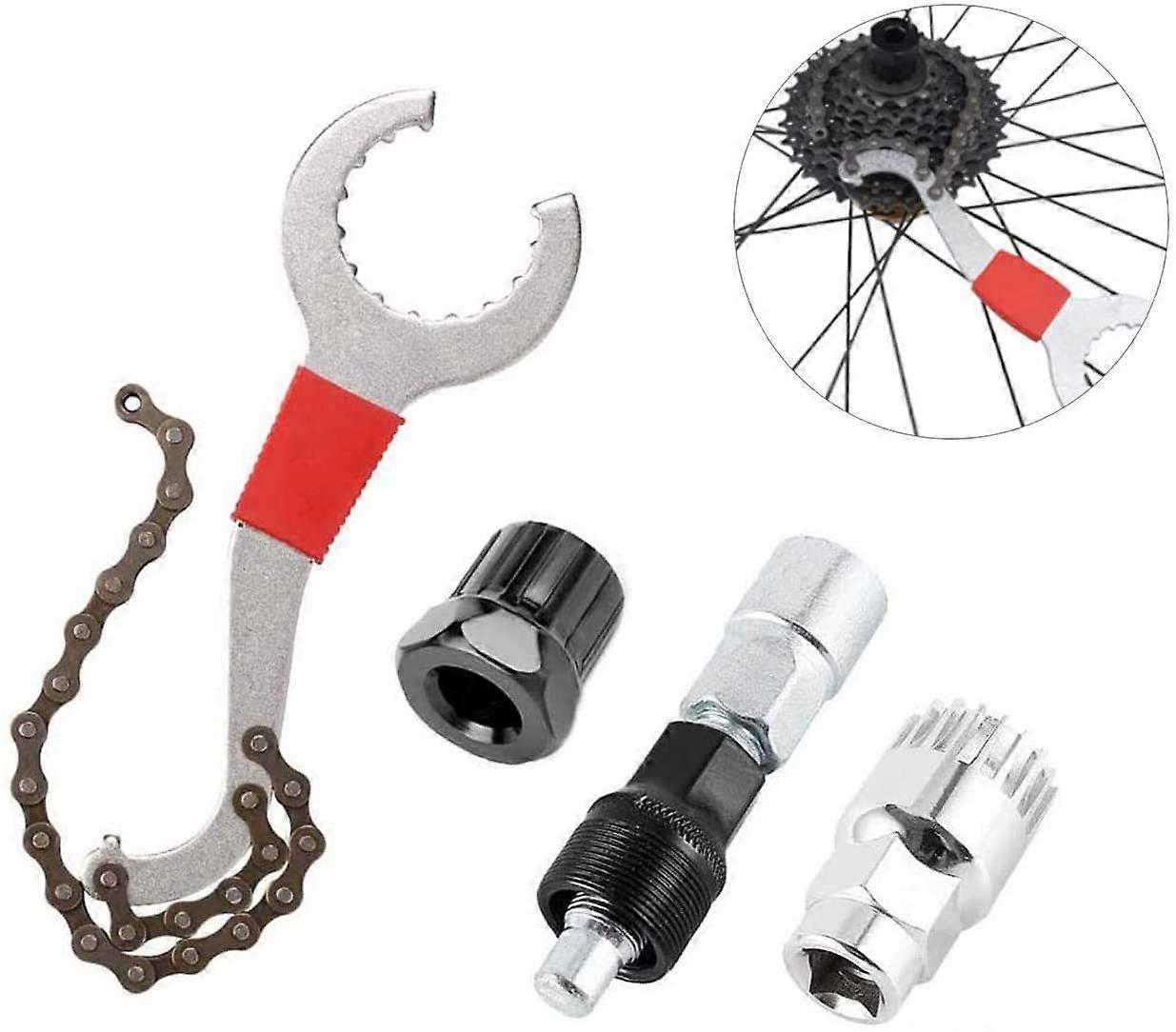 Augro Bicycle Derailleur Cassette Disassembly Tool Kit Multifunction with Chain Whip 5-11 Speed Compatible