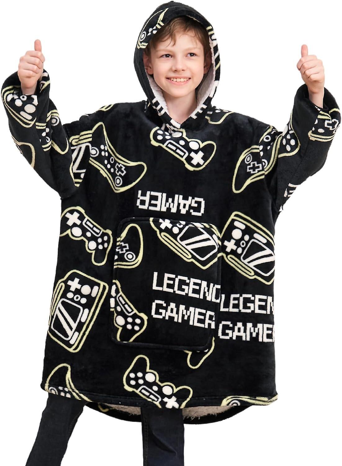 Veny Boys Gamer Oversized Hoodie - Warm Fleece Hooded Sweatshirt