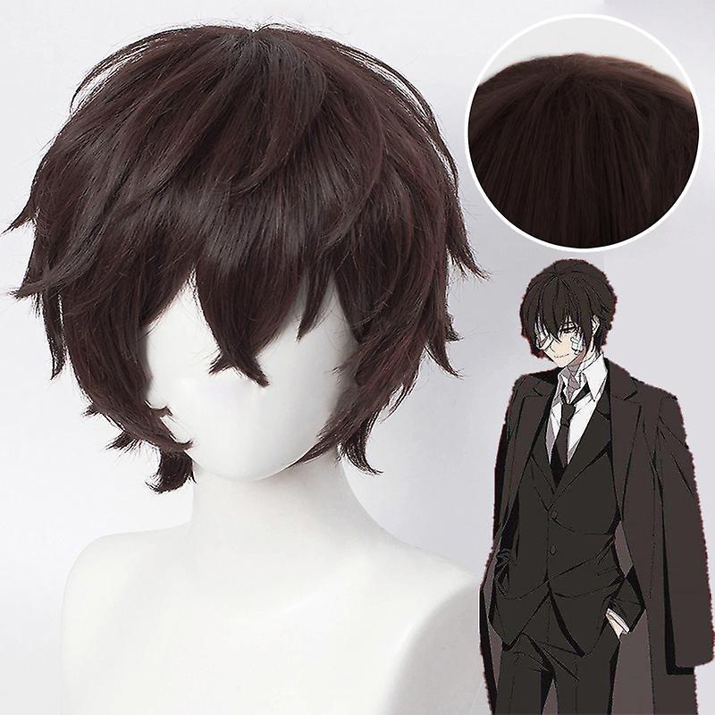 Unbrand Anime Bungo Stray Dogs Dazai Osamu Cosplay Wig Heat Resistant Synthetic Wigs Black 1pc