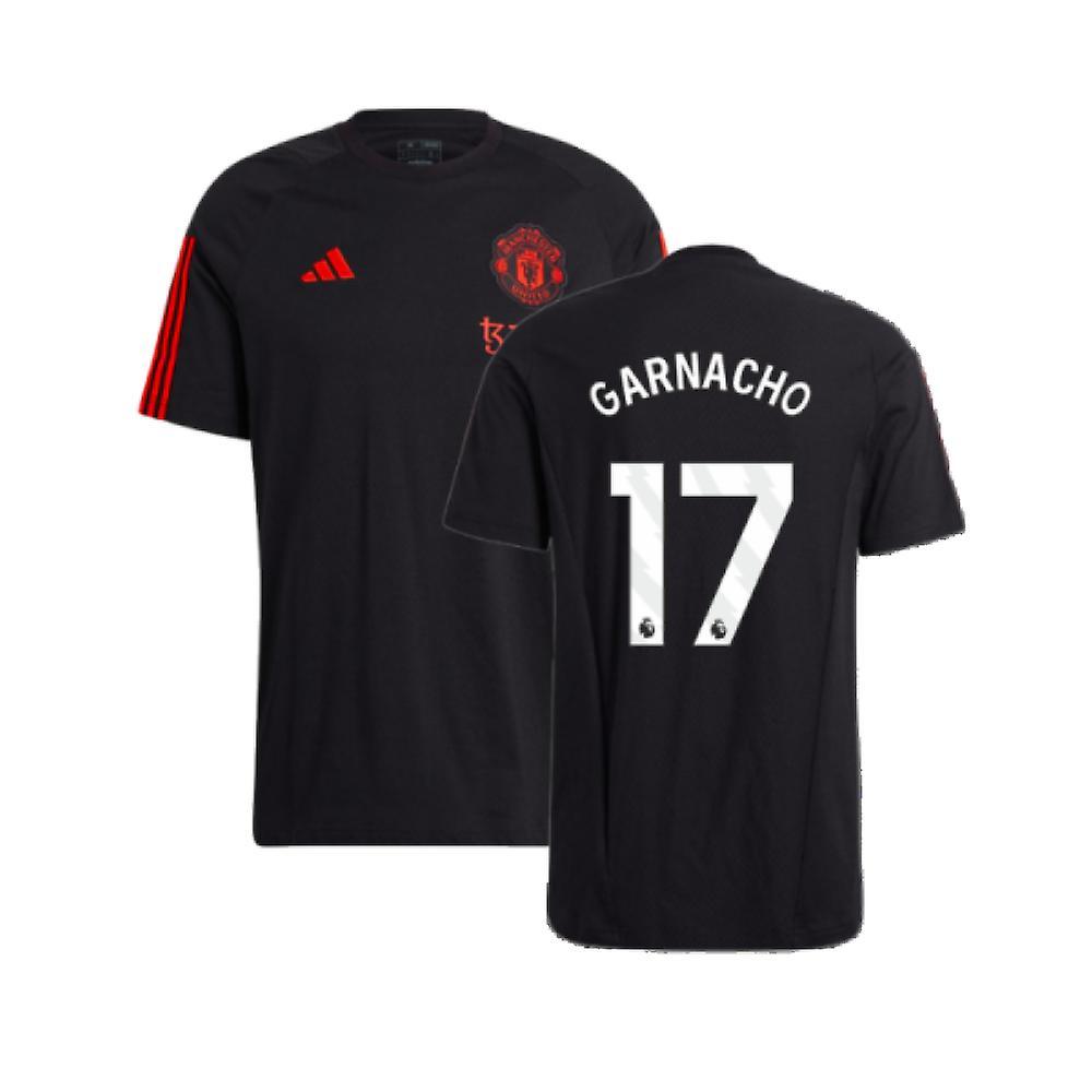 Adidas 2023-2024 Man Utd Training Tee (Black) (Garnacho 17) Medium 38-40 inch Chest