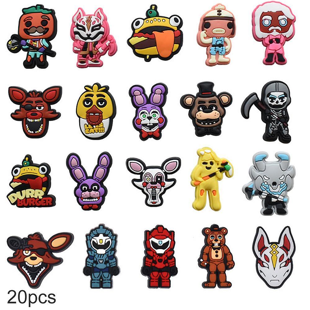 Waytogo 20pcs/set Five Night's At Freddy Theme Crocs Shoes Charms Shoe Sandals Decoration Decors Birthday Gifts Shoes Accessories Set