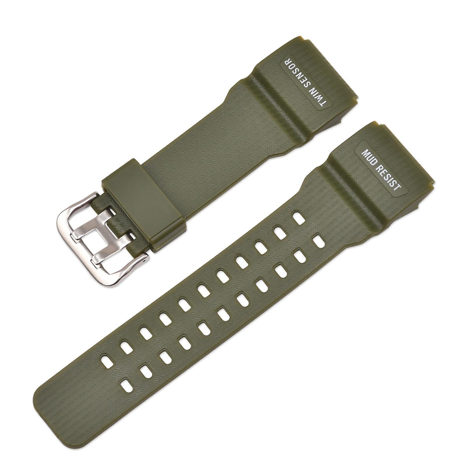 Fairnull Watch Band Soft Waterproof Resin 28mm Men Watch Replacement Bracelet Strap Compatible for Casio GG-1000/GWG-100/GSG-100 Army Green