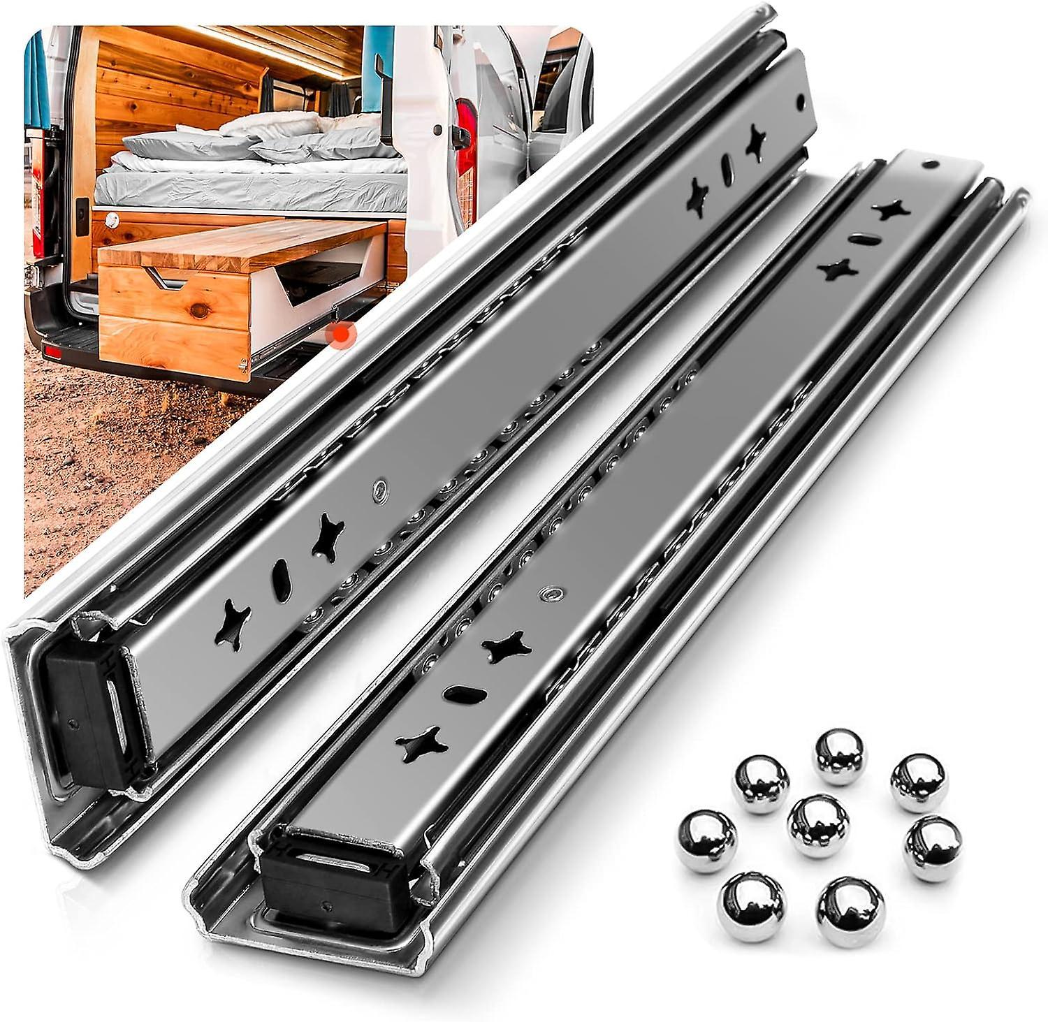 Phwj 1 Pair 450mm Heavy Duty Drawer Slide With Shock Absorber Drawer Slide 120kg Load Capacity Ball Bearing