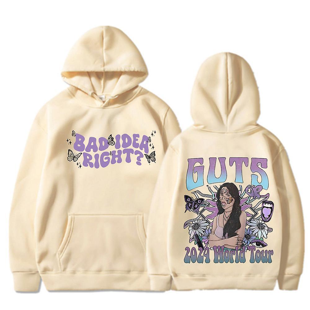 Whbyv 2024 Guts Olivia World Tour Hoodie Olivia Rodrigo Hooded Sweatshirt Khaki XS