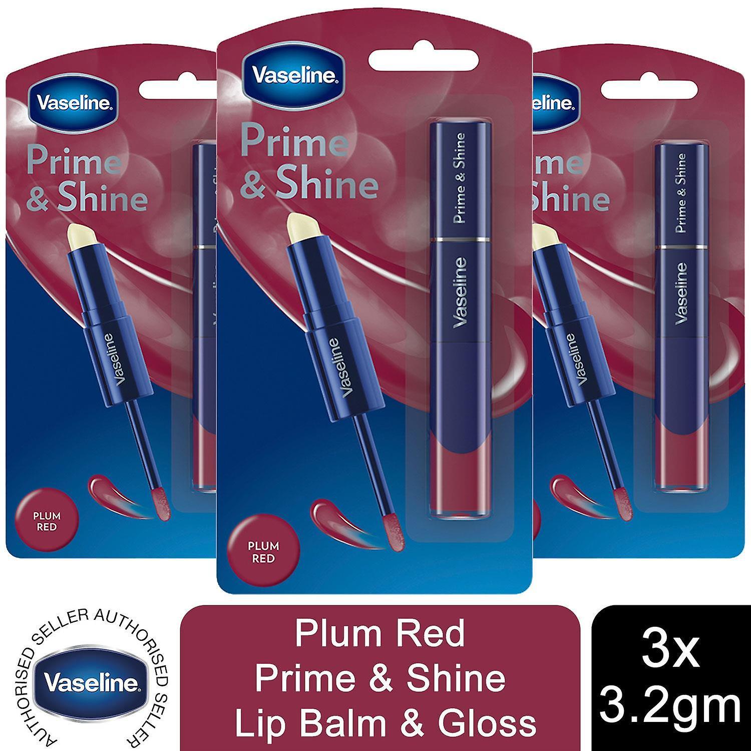 Vaseline Prime & Shine 2-in-1 Lip Balm & Gloss 3.2g, 6pk, Plum Red