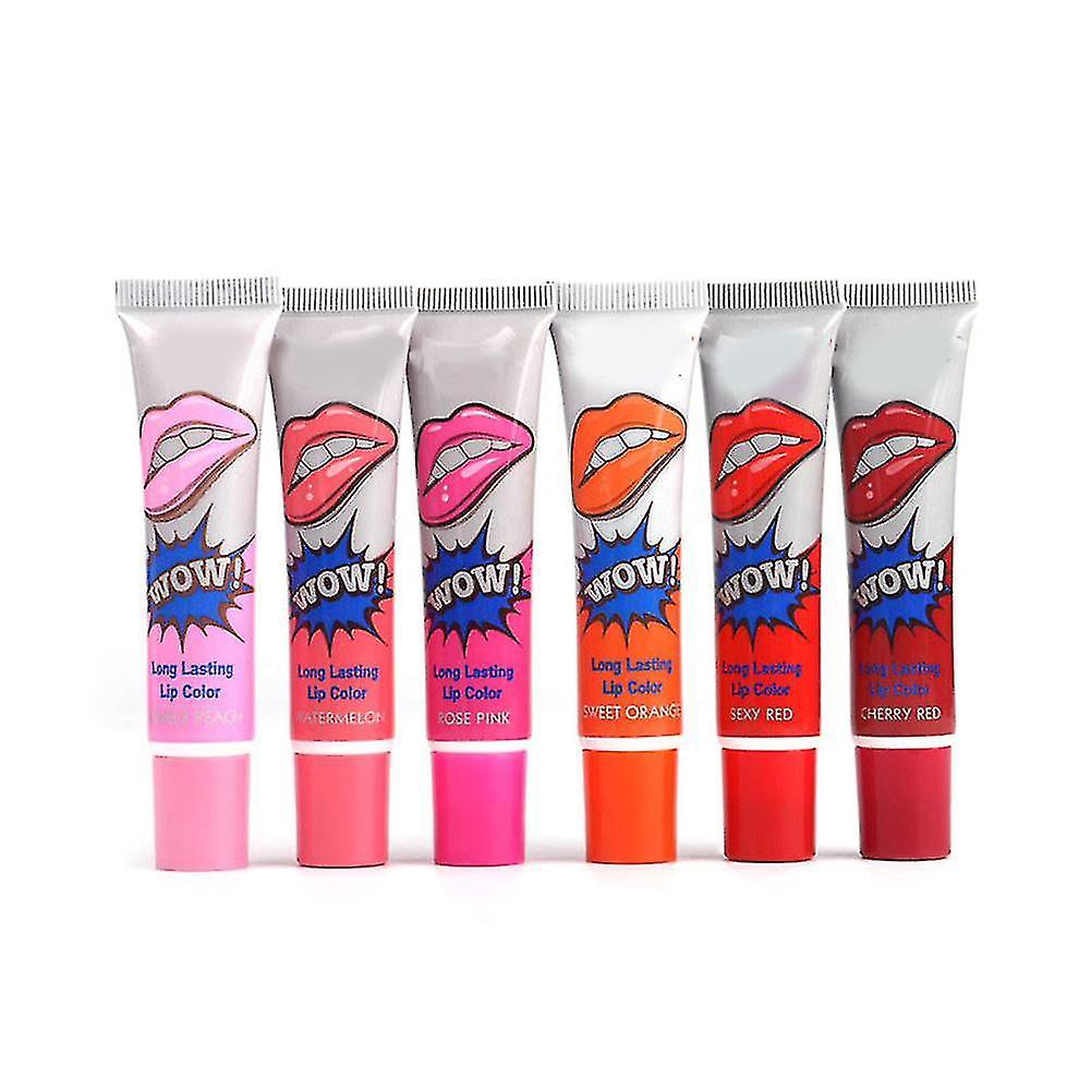 Unbrand 6pcs Peel-off Lipgloss Long Lasting Waterproof Tattoo Lip Stain Lipstick Multicolor