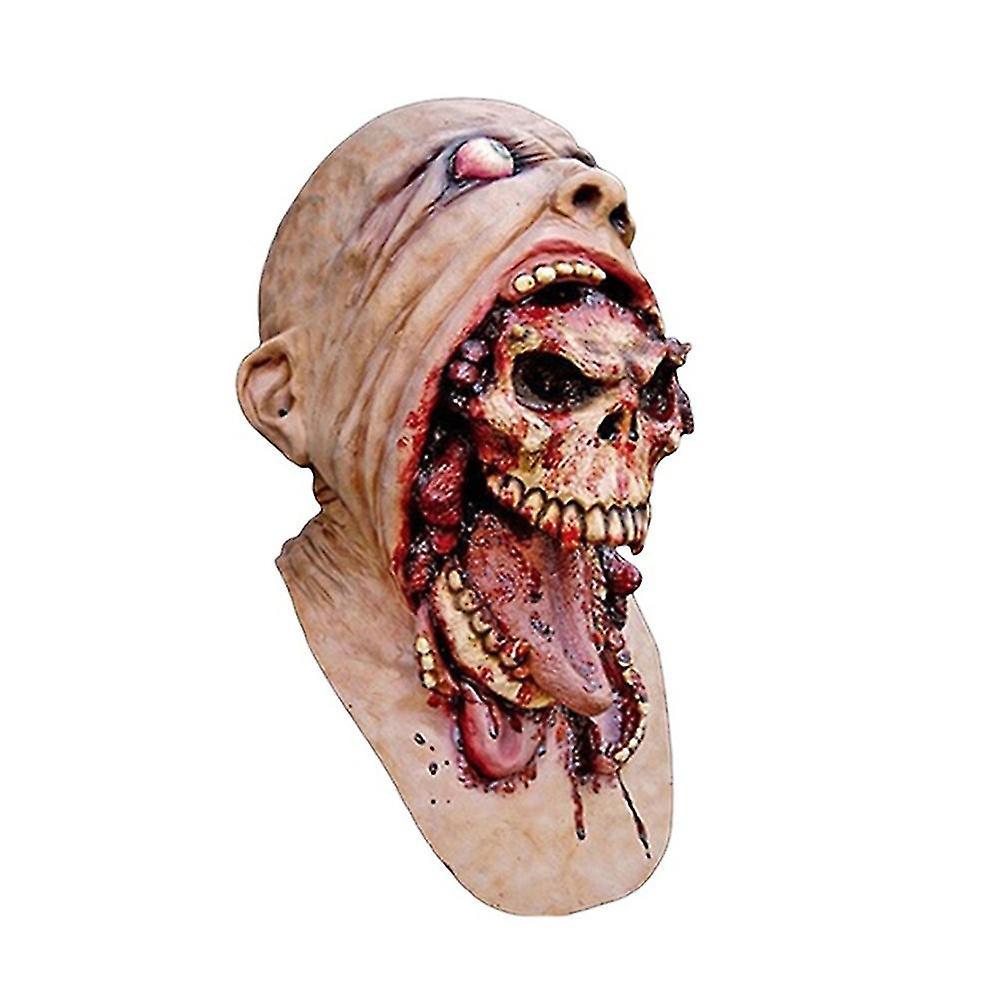 Trumsen Melting Face Latex Adult Bloody Zombie Mask Halloween Scary Cosplay Prop Costume Beige