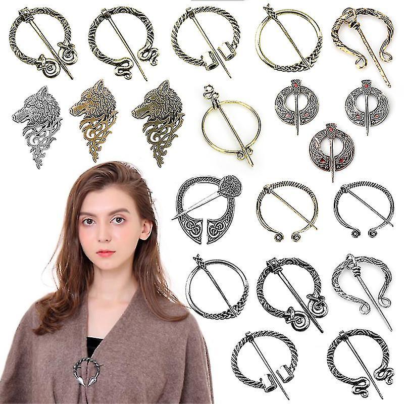 Cytlv Viking Retro Brooch Collection Penannular Shoulder Shawl Scarf Clasp Cloak Pin Medieval Viking Metal Pin Badge tin6