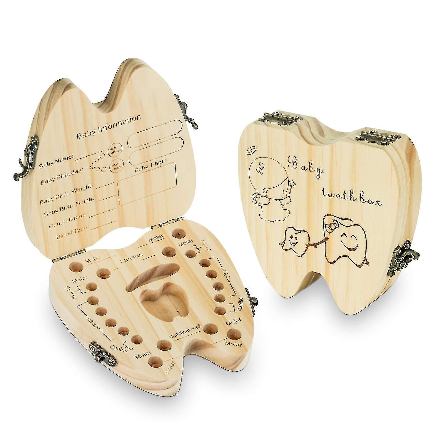 Exia Baby Teeth Keepsake Box Tooth Fairy Holder Wooden First Lost Deciduous Tooth Collection Organizer