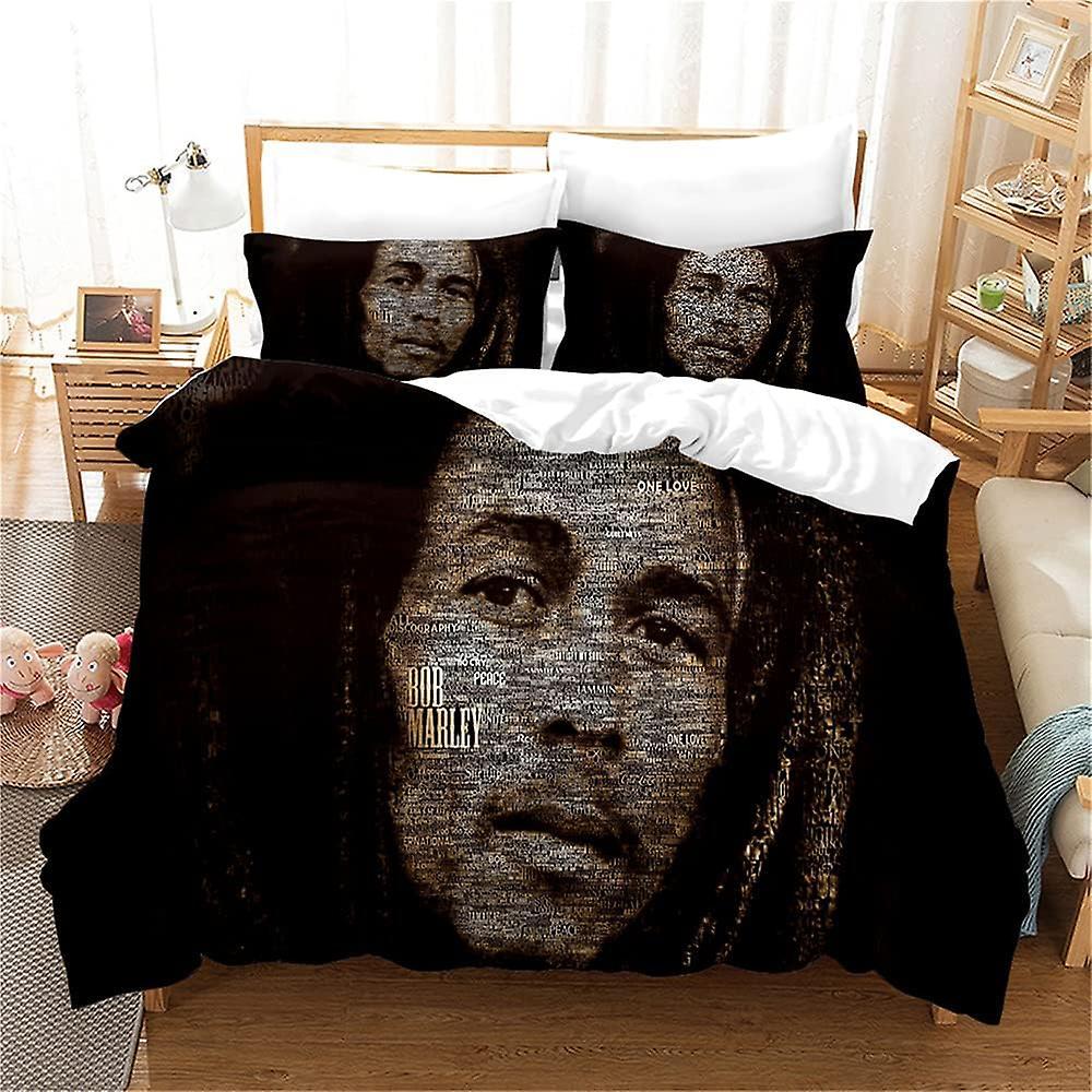 Kerota Bob Marley Bedding Set for Teenagers and Adults with 2 Pillowcases and Duvet Cover with Zipper. ,Bob Marley 03) King220x240cm