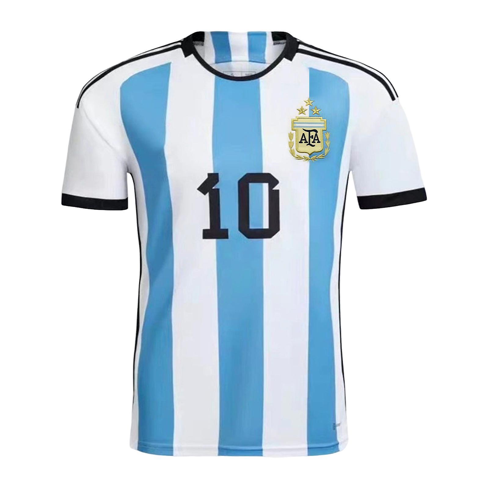 KAKENTH Soccer Jersey O-neck Short Sleeve Round Neck Training Sweat-Absorb Argentina Football Team No. 10 Sport Kids T-Shirt Gym Clothing Blue 3XL