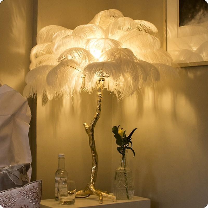 Slowmoose Nordic, Modern And Luxury Tree Style-feather Lamp Table White