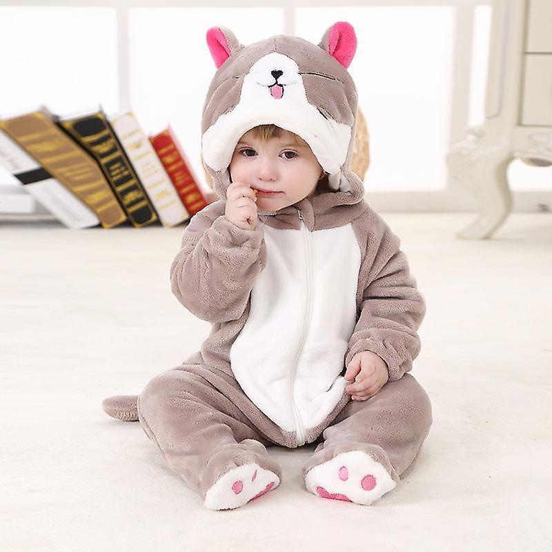 Slowmoose Cute Cartoon Animal, Cosplay Costume- Warm Soft Body Suits For Babies Gray 12M