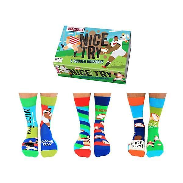 United Oddsocks Rugby Themed Socks Green/Blue/Purple 6 to 11