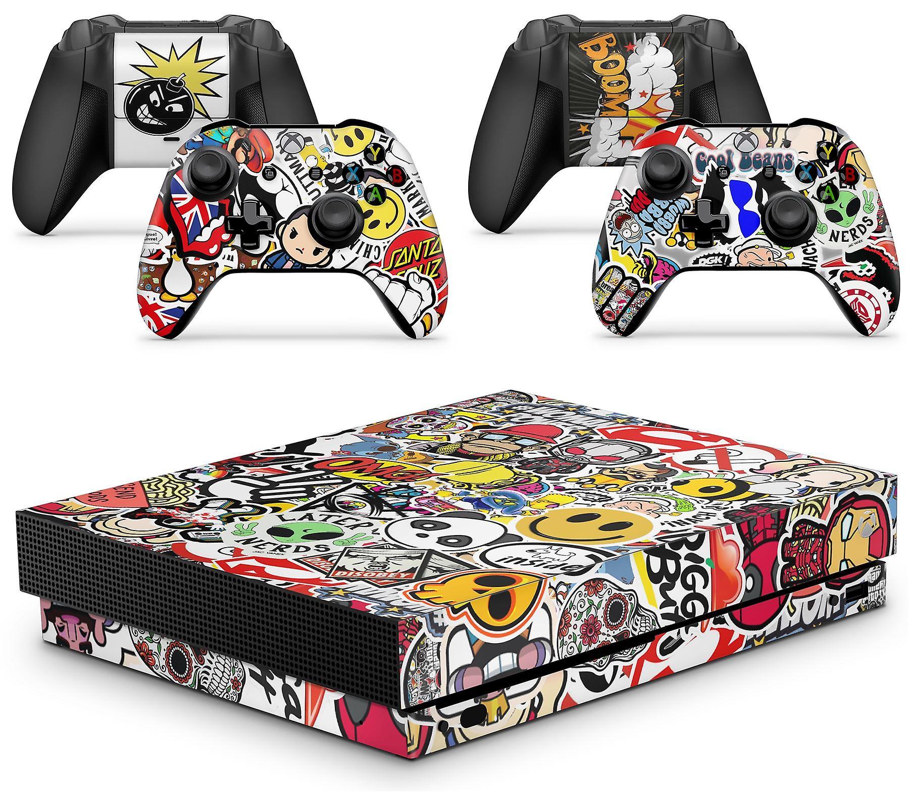 giZmoZ n gadgetZ GNG STICKERBOMB Skins for XBOX ONE X  XBX Console Decal Vinal Sticker + 2 Controller Set